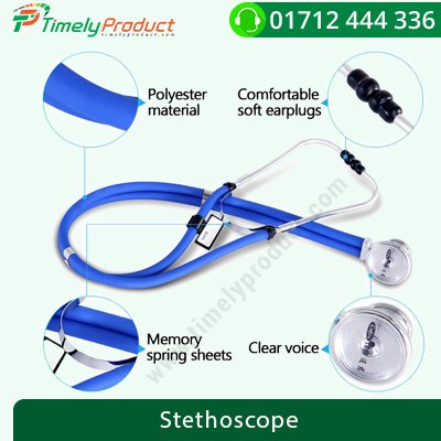 COFOE PVC Dual Tube Professional Stethoscope for Cardiology & General (Blue)-1